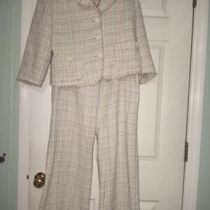 Salkim Vtg S Pieces 2 Vnt 100% Linen Plaid Lined  3/4 Sleeve Pockets Button W